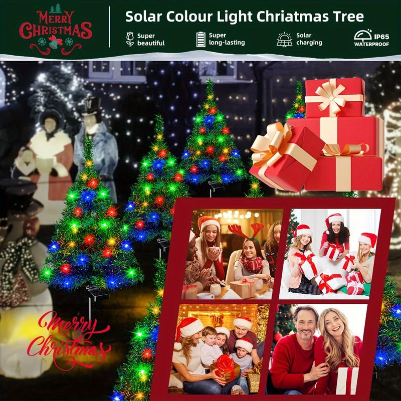 (4Pcs Sets of Solar Christmas Tree Lights) Holiday Decorations, Outdoor Courtyards, Gardens, Lawns, Small Path Lights, Atmosphere Lights